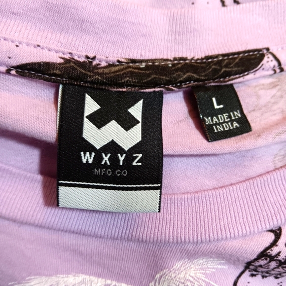 WXYZ Mens Large Graphic T-Shirt Purple Lavender Skulls Palm Tree - Picture 5 of 7